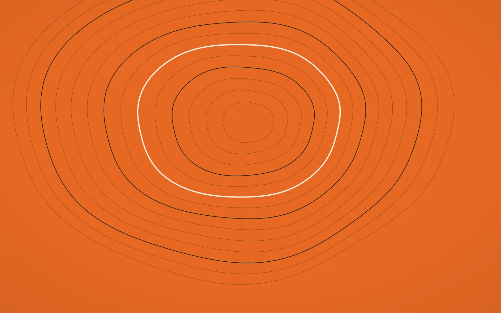 Topographic contour lines on an ember ground, one contour drawn in pale cream.
